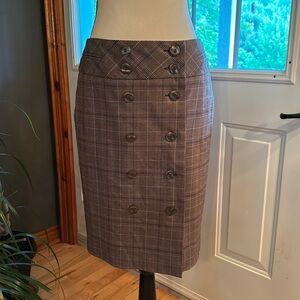 Plum Plaid Pencil Skirt.